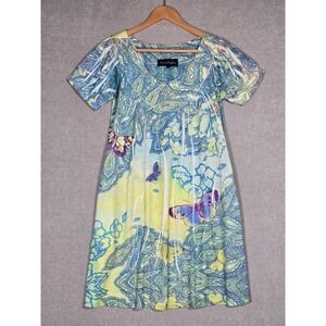 Temptation Women's Multicolor Butterfly Paisley Print Shift Dress Medium